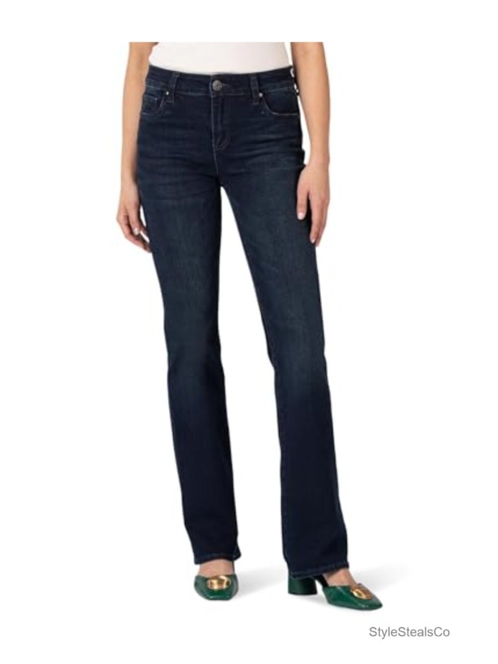 Mid Rise Flare Jeans Cotton Blend Five-Pocket Casual Denim